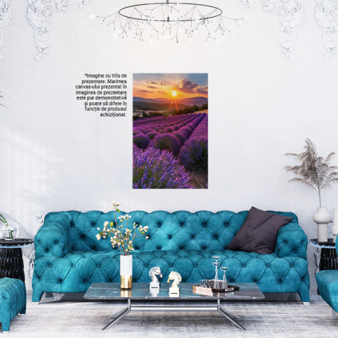 Tablou Canvas: Buchete de Lavandă Natura Trezită la Viață de Miresme și Razele Soarelui Pictura Digitala 40x25CM [1]