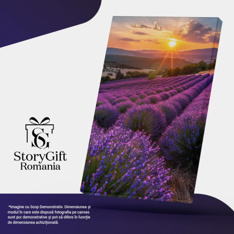 Tablou Canvas: Buchete de Lavandă Natura Trezită la Viață de Miresme și Razele Soarelui Pictura Digitala 40x25CM [4]