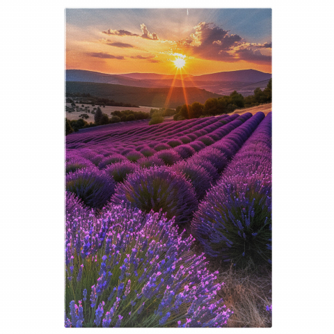 Flori - Buchete de Lavandă - Natura Trezită la Viață sub Razele Soarelui - Pictură Digitală, Marime 40x25CM