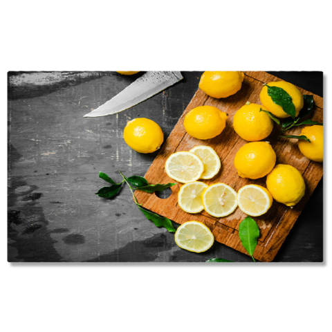 Diverse - Tablou Canvas Bucurie Citrica Lamai Proaspete pe Placa de taiat  Delicii pentru o Alimentatie Sanatoasa 40x25CM