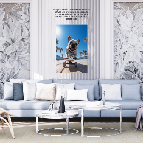 Bulldog Francez pe Skateboard - Pictură Digitală Jucăușă, Marime 40x25CM [3]