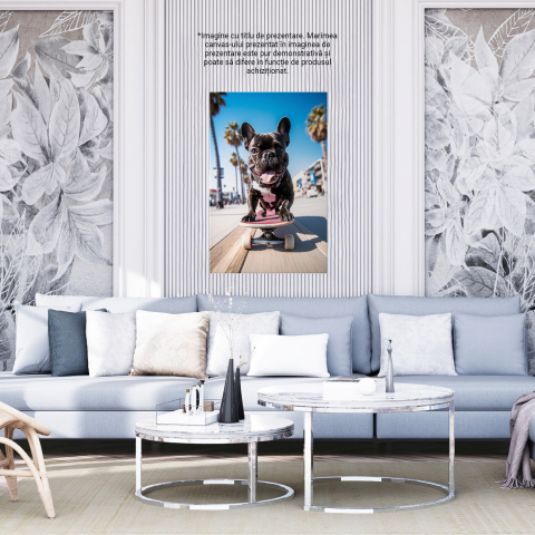 Bulldog Francez pe Skateboard - Pictură Digitală Jucăușă, Marime 40x25CM [3]