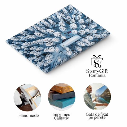 Cabana de Lemn în Pădurea de Iarnă: Liniște și Frumusețe Naturală, Marime 40x25CM [1]