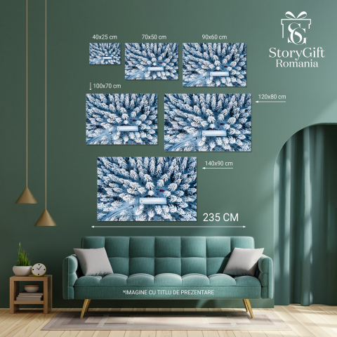 Cabana de Lemn în Pădurea de Iarnă: Liniște și Frumusețe Naturală, Marime 40x25CM [3]