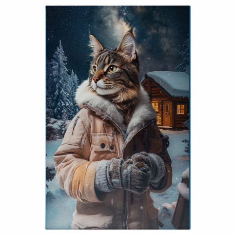 Natură - Tablou Canvas Cabana Înzăpezită și Jachetă GalbenăMarime 140x90CM