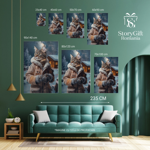 Tablou Canvas Cabana Înzăpezită și Jachetă GalbenăMarime 40x25CM [5]