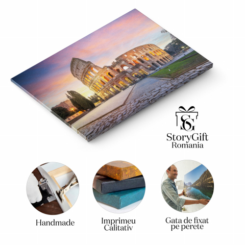 Caderea Serii peste Colosseum - Peisaj Roman, Marime 40x25CM [1]