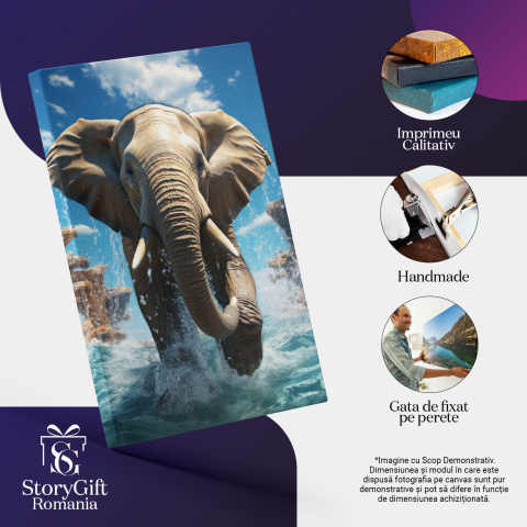 Tablou Canvas: Căderi de Apă Intensificate de Drumul Elefantului în Canion Pictura Digitala 40x25CM [2]