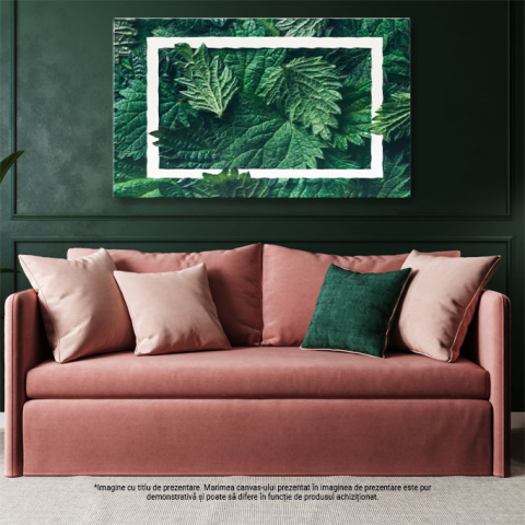 Tablou Canvas: Cadru Natural - Un sablon Decorativ cu Frunze si Ierburi 40x25CM [2]