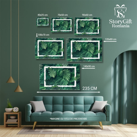Tablou Canvas: Cadru Natural - Un sablon Decorativ cu Frunze si Ierburi 40x25CM [4]