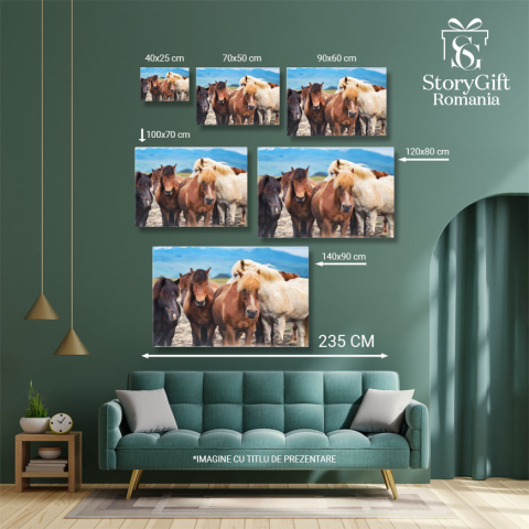 Tablou Canvas Cai salbatici in Islanda, Frumusetea Naturii, cai, natura, Islanda, grup 2411 40x25CM [4]