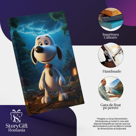 Tablou Canvas:  Câine Alb Animat în Pădure- Desene pentru Copii Pictura Digitala 40x25CM [2]