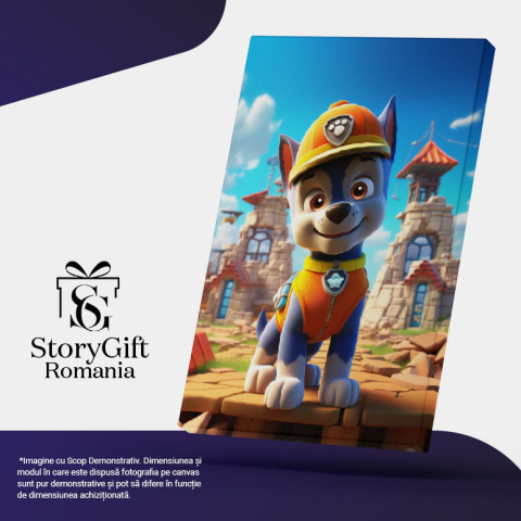 Tablou Canvas:  Câine Albastru Construiește- Desene pentru Copii Pictura Digitala 40x25CM [4]