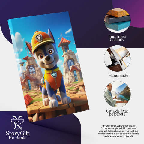 Tablou Canvas:  Câine Albastru Construiește- Desene pentru Copii Pictura Digitala 40x25CM [2]