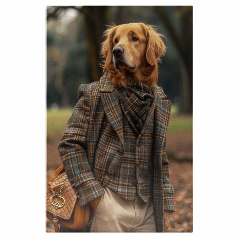 Câini - Câine de Afaceri Îmbrăcat Elegant pentru Întâlnire - Pictură Digitală cu Stil Canin, Marime 40x25CM