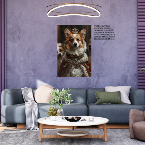Tablou Canvas Câine Corgi Regal Încununat, Marime 40x25CM [2]