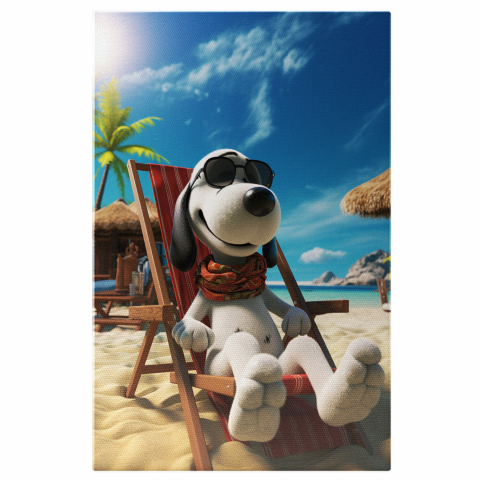 Câine la Plajă - Pictură Digitală Animată pentru Copii, Marime 40x25CM