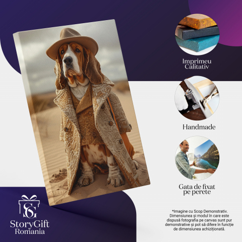 Câinele Distins din Deșert - Tablou Canvas cu Pictură Digitală și Eleganță Canină, Marime 40x25CM [1]