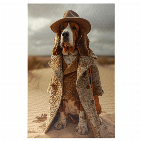 Câini - Câinele Distins din Deșert - Tablou Canvas cu Pictură Digitală și Eleganță Canină, Marime 40x25CM