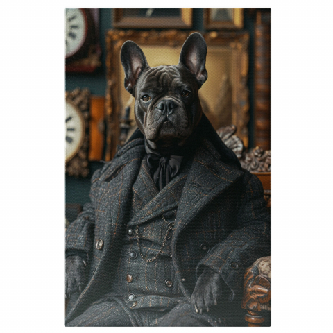 Câini - Câinele Distins în Costum din Stofă - Tablou Canvas Elegant, Marime 40x25CM