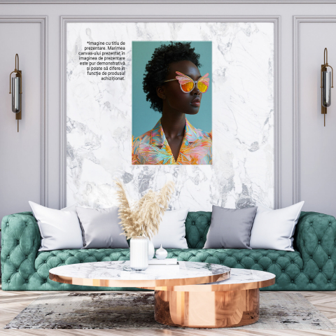 Călătorie în Lumea Culorilor - Tablou Canvas cu Femeie cu Ochelari Infloritori, Marime 40x25CM [2]
