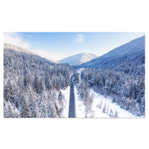 Păduri - Tablou Canvas Călătorind pe Drumuri Alpine: Peisaje de Iarnă în Europa, Marime 40x25CM