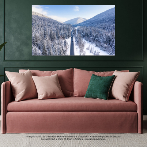 Tablou Canvas Călătorind pe Drumuri Alpine: Peisaje de Iarnă în Europa, Marime 40x25CM [3]