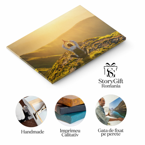 Tablou Canvas Călătorind Prin Pădure: Meditație și Yoga în Apus, Marime 40x25CM [1]