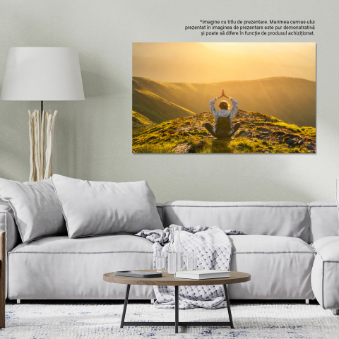 Tablou Canvas Călătorind Prin Pădure: Meditație și Yoga în Apus, Marime 40x25CM [2]