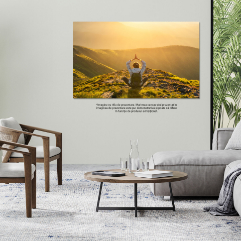 Tablou Canvas Călătorind Prin Pădure: Meditație și Yoga în Apus, Marime 40x25CM [3]