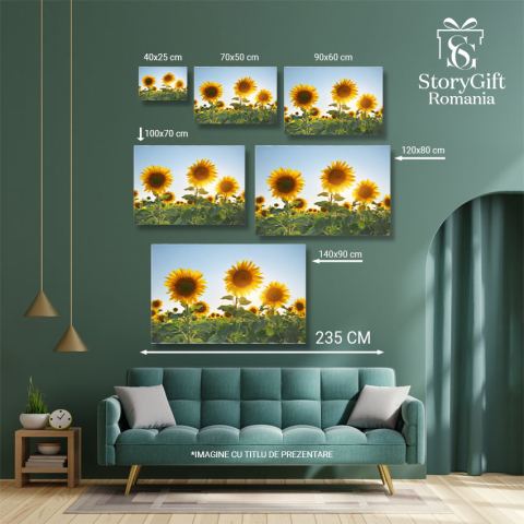 Tablou Canvas Camp de Floarea-soarelui Peisaj, Natura, Vara, Flori. 1950 40x25CM [4]