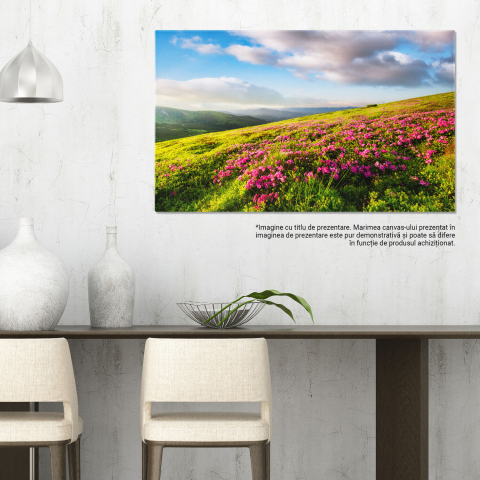 Câmp de Flori la Apus în Munți - Peisaj de Vis cu Flori Colorate, Marime 40x25CM [2]