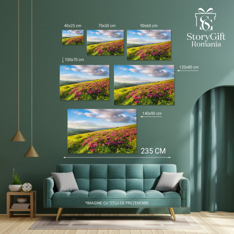 Câmp de Flori la Apus în Munți - Peisaj de Vis cu Flori Colorate, Marime 40x25CM [3]