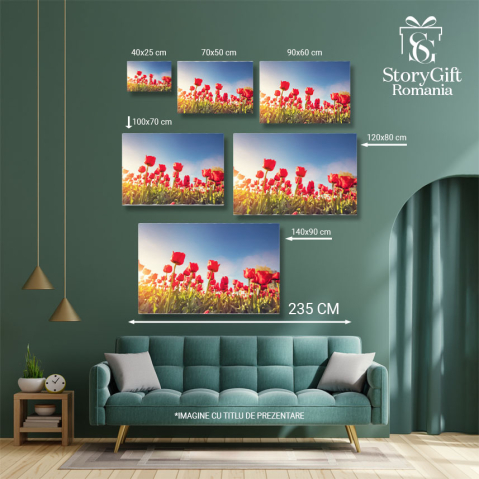 Tablou Canvas Camp de Lalele in Bloom intr-o Zi insorita de Primavara, albastru, natura, agricultura 4843 40x25CM [4]