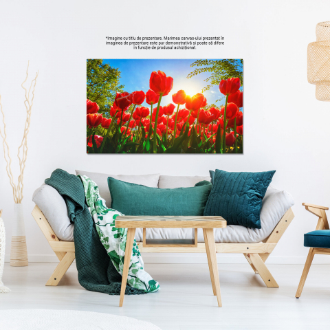 Tablou Canvas Câmp de Lalele: Splendoare Olandeză și Frumusețe Naturală, Marime 40x25CM [2]