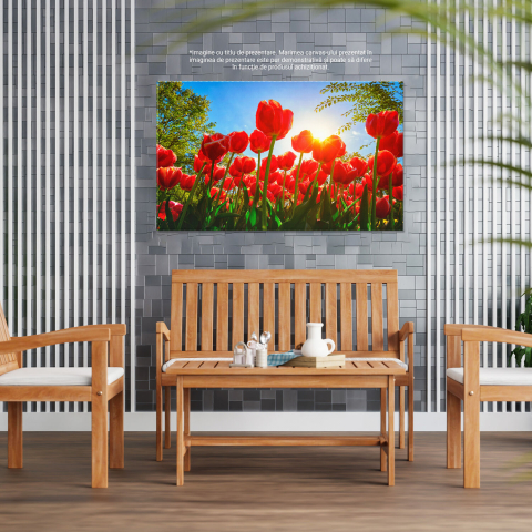 Tablou Canvas Câmp de Lalele: Splendoare Olandeză și Frumusețe Naturală, Marime 40x25CM [3]