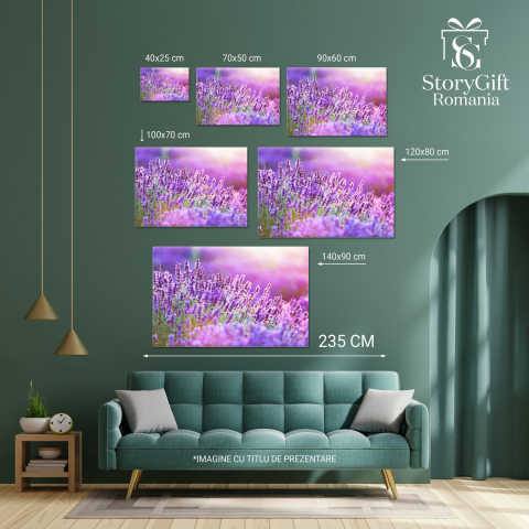 Camp de Lavandă în Lumina Apusului: Frumusețea Naturii, Marime 40x25CM [3]