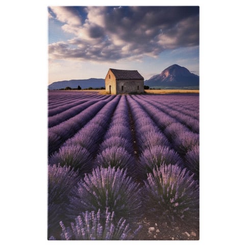 Tablou Canvas Câmp cu Lavandă | Pictură Digitală cu Hambar și Munte, Marime 40x25CM Tablouri Canvas - Tablou Canvas Câmp cu Lavandă | Pictură Digitală cu Hambar și Munte, Marime 40x25CM