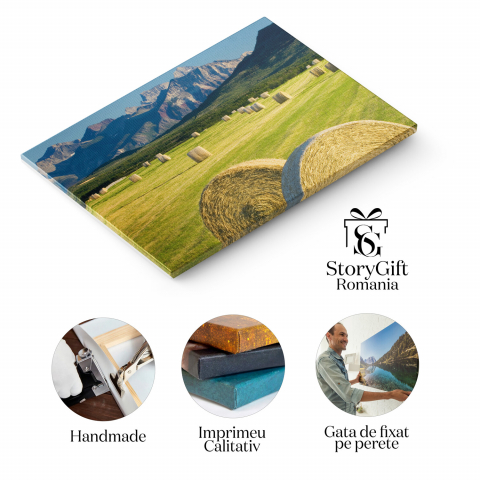 Tablou Canvas: Câmpie în Alberta, Canada - Agricultura și Peisajul Montan, Marime 40x25CM [1]