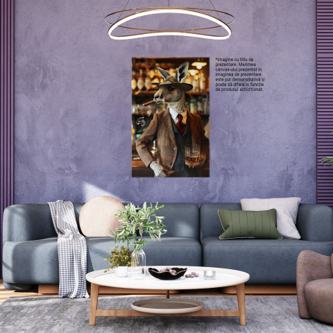 Tablou Canvas Cangur cu Trabuc și Costum în Bar - Pictură Digitală, Marime 40x25CM [2]