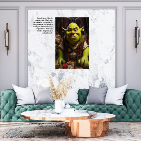 Tablou Canvas:  Capcaunul Shrek ajuns la batranete intr-o lume fantastica- pentru Iubitorii de basme si arta digitala Pictura Digitala 40x25CM [1]