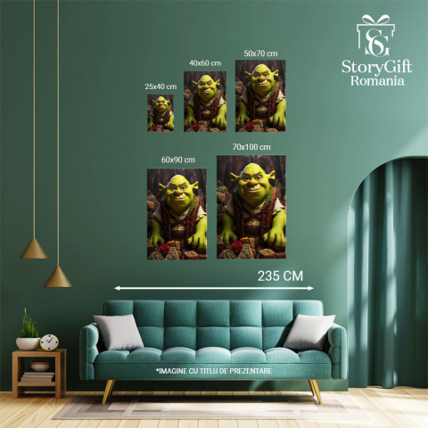 Tablou Canvas:  Capcaunul Shrek ajuns la batranete intr-o lume fantastica- pentru Iubitorii de basme si arta digitala Pictura Digitala 40x25CM [3]