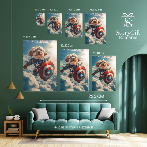 Tablou Canvas Personalizat Captain America Cu Scut În Cer Deasupra NorilorMarime 40x25CM [5]
