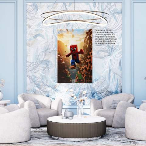 Tablou Canvas - Spider-Man Zburând în Stil Minecraft, Marime 40x25CM [3]