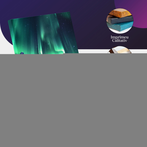 Tablou Canvas:  Caravană și Aurora Boreală, Norvegia- Peisaje Pictura Digitala 40x25CM [2]