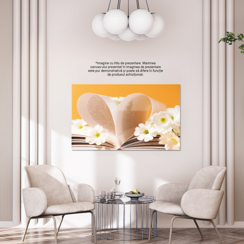 Tablou Canvas: Bucurie și Cultură prin Cărți și Flori, Marime 40x25CM [3]
