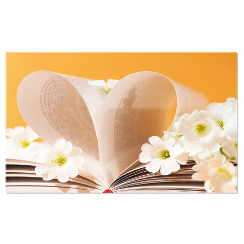 Flori - Tablou Canvas: Bucurie și Cultură prin Cărți și Flori, Marime 40x25CM