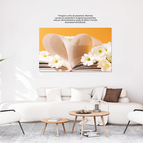 Tablou Canvas: Bucurie și Cultură prin Cărți și Flori, Marime 40x25CM [2]