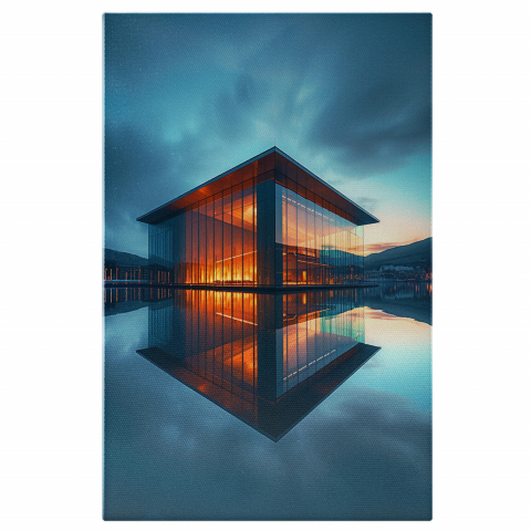 Casa din Geam cu Piscină Imensă - Pictură Digitală, Marime 40x25CM