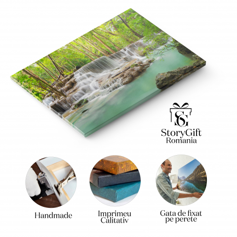 Tablou Canvas Cascada Erawan in Peisajul Natural din Kanchanaburi natura, turism, apa, jungla, peisaj 40x25CM [1]